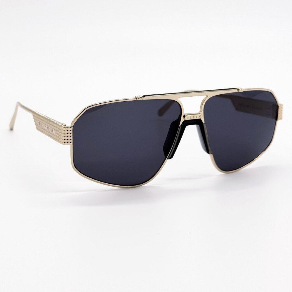 NEW PHILIPP PLEIN SUNGLASSES SPP106M 302 PILOT GOLD/GRAY MEN EYEWEAR PHILIPP PLE